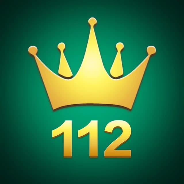 112 Game APK app logo — gold crown with 112